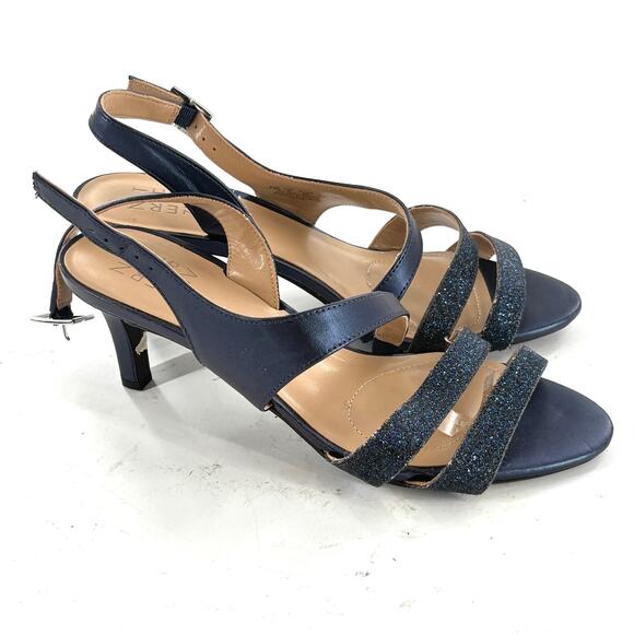 Naturalizer Taimi Heels 8.5 8.5W Wide Navy Blue NWOT Sandals Pumps Sparkle - Picture 5 of 9